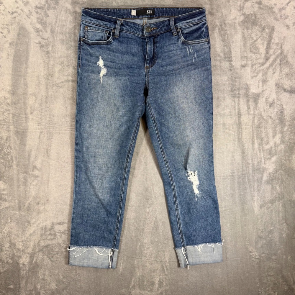 Kut from the Kloth Catherine Boyfriend‎ Women's Size 6 Blue Distressed Denim